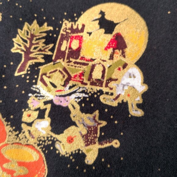 Vintage 1990s Halloween Vest Women Large Black Pumpkin Witch Ghost Novelty - Picture 11 of 16